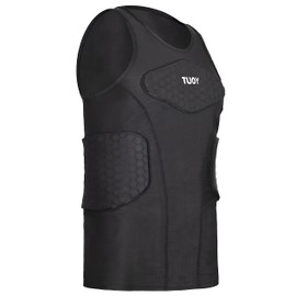 DGYAO Rugby Padded Compression Vest Sleeveless Shirt Chest Rib Back Protective Top For Men Big Boys-L