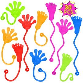 Sticky Hands Bulk 30 PCS Party Favors for Kids 4-8,8-12 Year Stretchy Sticky Hand Feet Goodie Bags Stuffers for Kids Mini Classroom Prizes Student Gifts Teacher Must Haves Birthday Trinkets Slap Hand