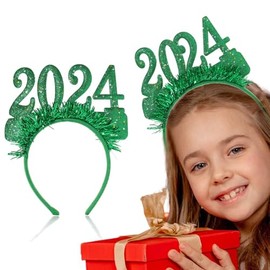 Florry 2024 New Year Headbands 2024 Christmas Headband Sequin 2024 Letters Hair Band Festival Holiday Costume accessories Hair Accessories for Women and Girls (Green)