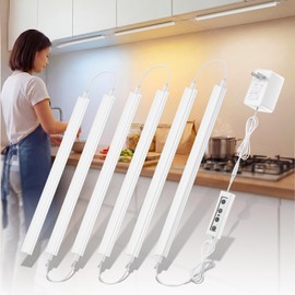 Under Cabinet Lighting Plug in, 12 Inch Linkable Under Cabinet Lights, 3 Color Temps & Dimmable, 1800LM Super Bright LED Light Bar, Under Counter Lights for Kitchen Cabinet, Closet, Shelf, 6 Pack