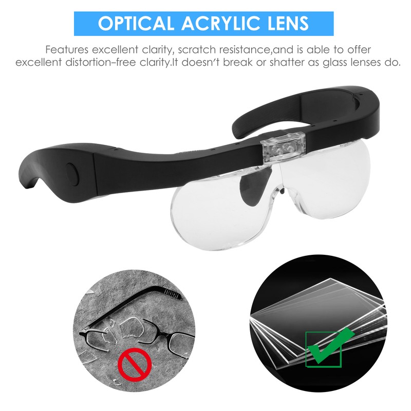 5X Magnifying Headset with LED Light Magnifying Glass Head Mounted