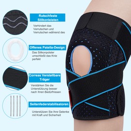SIVITICK Knee Support for Women and Men, Adjustable Knee Support with Side Stabilisers & Patella Gel Pads, Orthopaedic Bandage, Knee, Meniscus, Osteoarthritis, 1 Piece, Unisex