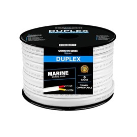 6 Gauge 2 Conductor Marine Wire - 16 ft Duplex Flat Marine Grade Wire Tinned Copper Oxygen-Free Insulated - 6/2 AWG UL 1426 Standard PVC Wire for Boat, Automotive, Speakers, Camper & Trailers