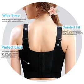 Runilut Women's Push Up Bra,Full-Coverage Underwire Bra,Hide Back Fat Deep Cup Bra,Smoothing T-Shirt Bra,Sculpting Uplift Bra Black 42C