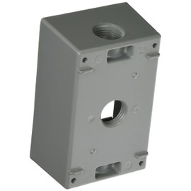 TayMac SB350S Weatherproof Box, 1-Gang, (3) 1/2-Inch Outlets, Gray