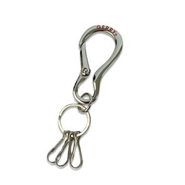 Gerry GR267MP Carabiner Key Chain (Brand Logo/Simple) Brand Key Chain (Easy to Remove / Carabiner), Silver/Red Logo