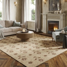 Nuloom Ella Floral & Paisley 4' x 6' Wool Area Rug for Living Room Bedroom Dining Room, Sand
