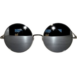 Round Style Round Sunglasses Silver Mirrored Lens Silver Metal Frame