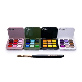ONE SHOT - 4 PACK BUTTER GEL COLLECTION, Solid nail gel, Cream gel set for nail designs, Includes Brush, 4 palettes with 9 different shades, 0.8 Oz Each Pallete