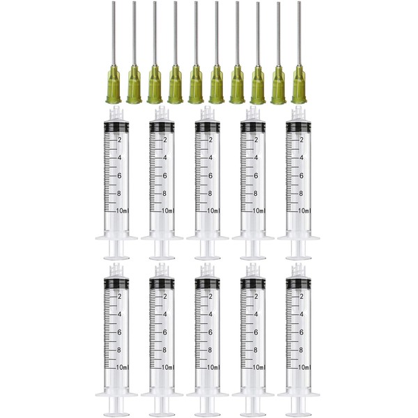 10 Pack 10ml Dispensing Syringe Luer Lock with 14Ga 1.5