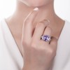 BERRICLE Rhodium Plated Sterling Silver Asscher Cut Purple Cubic Zirconia