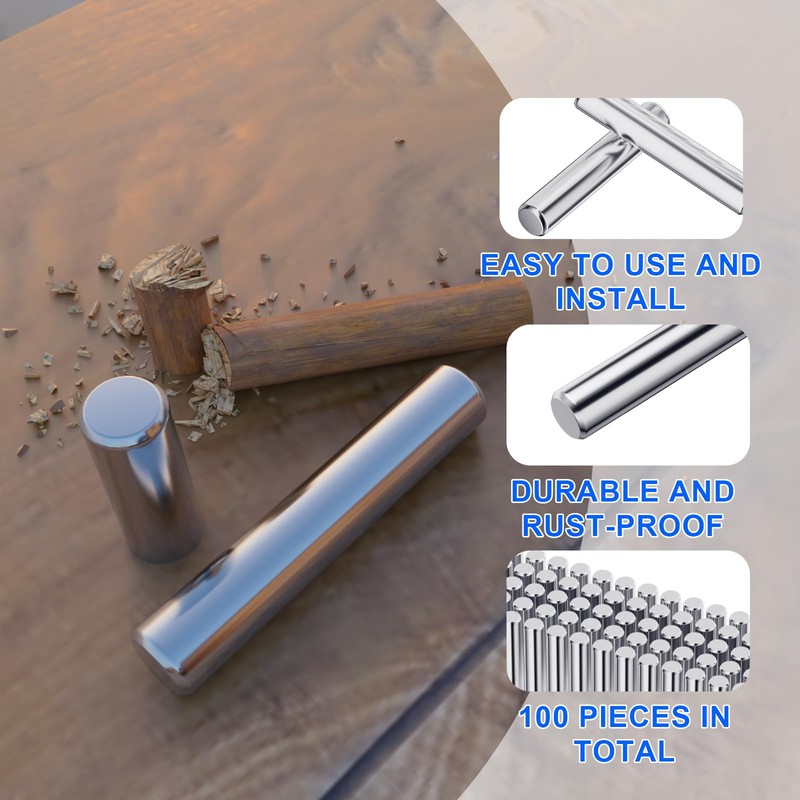 100 Pieces 5 mm x 24 mm Dowel Pin Stainless