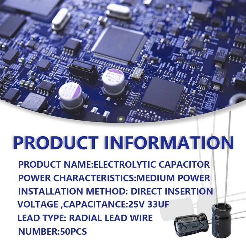 Innfeeltech Electrolytic Capacitors 33uF 25V Aluminium Radial Electrolytic Capacitors Pack