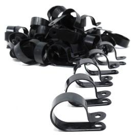 100pcs. P-Clips Plastic Nylon for Hose, Pipe, Cable, Wire, Tubing Wall Clamp Mount (Black, 4.8mm)