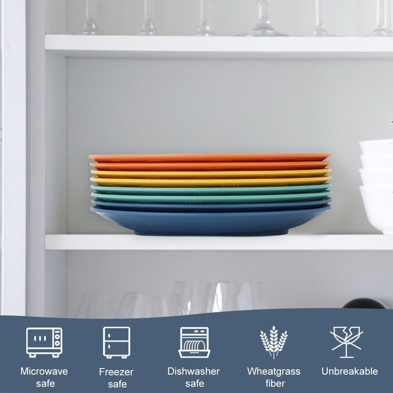Homienly Wheat Straw Dinner Plates Set of 8, 10 Inch,