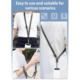 ZXZone Phone Lanyard 1× Phone Tether Tab, 1× Adjustable Neck Strap Nylon Lanyard Compatible (Purple)