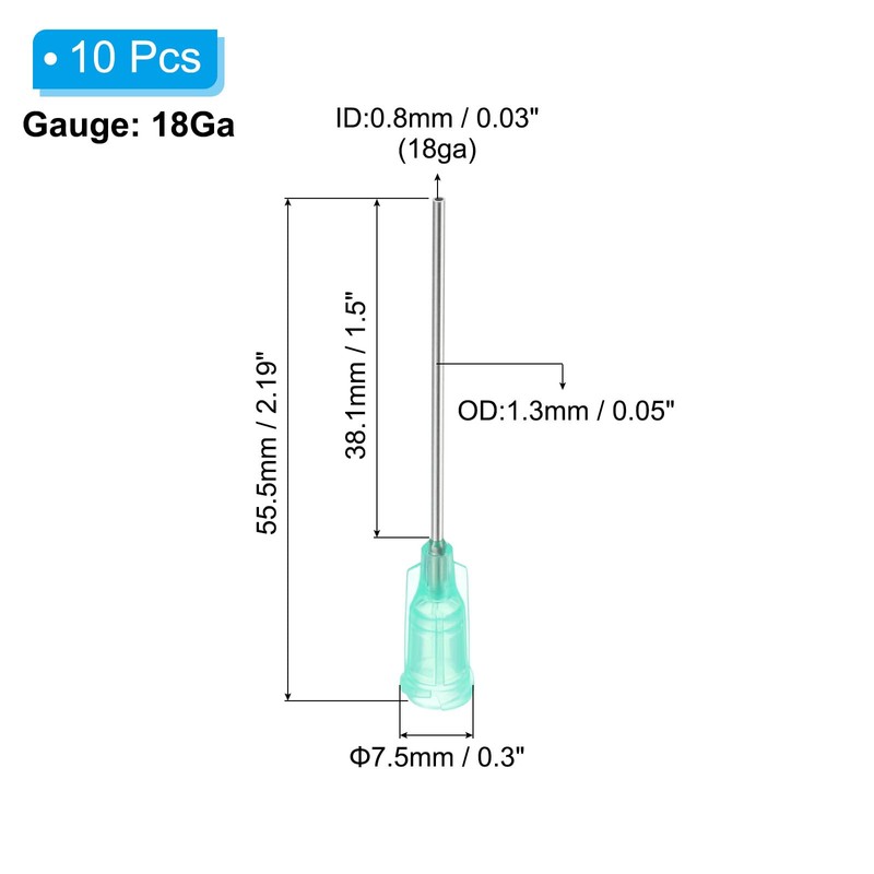 PATIKIL 18Ga x 1.5 Inch Dispensing Needle Tips, 10Pcs Stainless