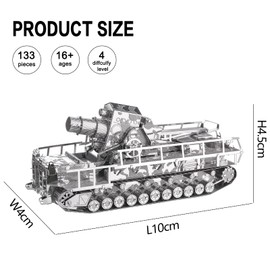 Piececool 3D Puzzle Metal Self Propelled Gun Metallic Nano Puzzle, 3D Puzzle, Assembly Required, No Glue Required, 4 Star Difficulty, Intermediate Adult Collection Figurine