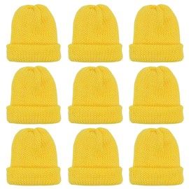 QMofeixiaodianQ Set of 9 Knitted Egg Cosy Hat, Egg Cosy, Christmas Egg Warmer, Knitted Egg Warmer Hats for Breakfast Eggs, Brunch Table Decoration (Yellow)