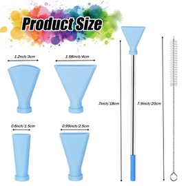 4PCS Stainless Steel Straw Blow Nozzles Set for Acrylic Paint Pouring Supplies, Painting Nozzle Tool with 4 Size Nozzles, Pour Painting Supplies for Fluid Art Bloom and Dutch Pouring (Blue)