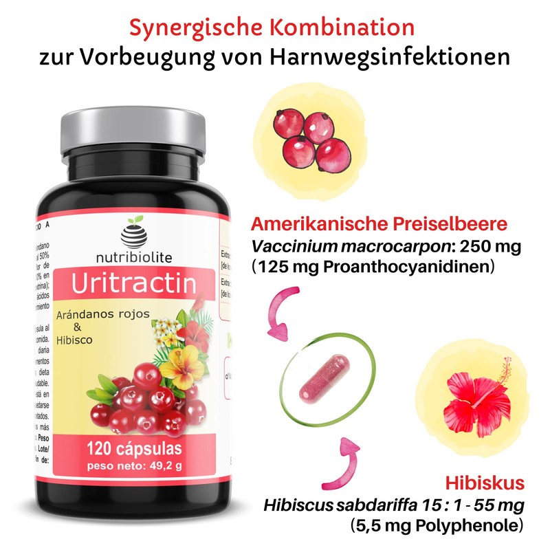 Uritractin Cranberry Extract 12500 mg + Hibiscus Flower Extract 825