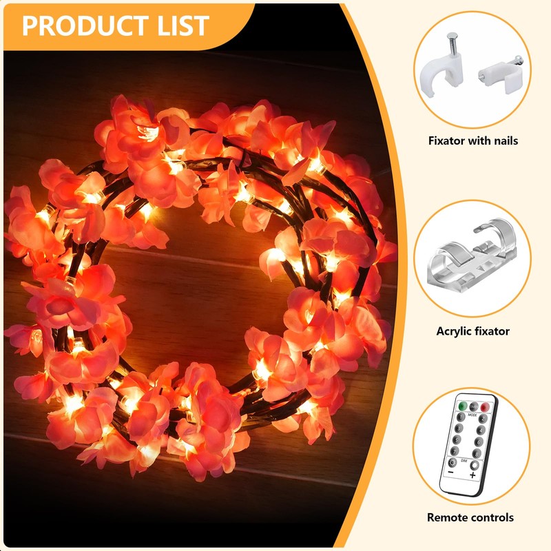 FNHMSL Cherry Enchanted Willow Vine Lights, Cherry Blossom LED Tree