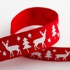 Christmas Grosgrain Ribbon - Red - Stag Tree - 16mm