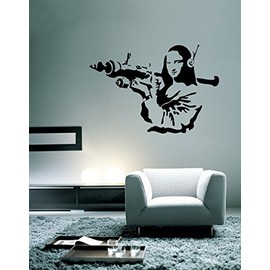 Banksy Mona Lisa Bazooka Street Graffiti Art Wall Decal - 24" x 16"