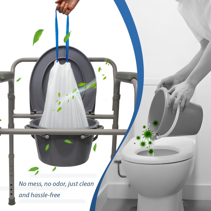 Commode Liners, 100 Bedside Commode Liners Disposable, Leak Proof Commode