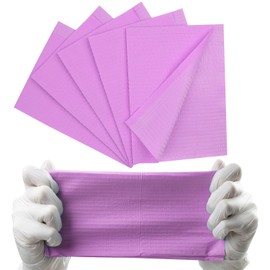 100PCs Dental Bib Sheet for Patients 13" x 18" by JEVOLVE | Dental Grade Scudo 7.2g Soft & Waterproof 3Ply Dental Bibs | Dentist Tray Purple Cover and Nail Table Cover Supplies