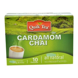 QuikTea Cardamom Instant Chai Tea Latte - 10 Count Single Box - Superfood Antioxidant, Digestion Tea