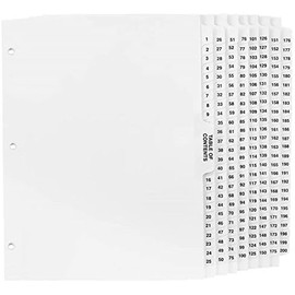 Exhibitindexes® Numbered Dividers 1-200 Punched - AVE Style Bold Tabs - Side Collated Exhibit Tabs - Made in The USA | Letter Size - 1-200 - Sets