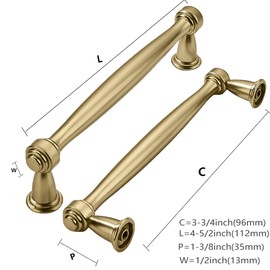 khtumeware 2 Pack 3-3/4 Inch(96mm) Champagne Bronze Cabinet Pulls, Champagne Brass Kitchen Cabinet Handles Gold Kitchen Cabinet Hardware for Cupboard Drawer Handles Dresser Pulls