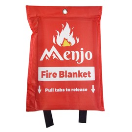 Silicone Coated Home Emergency Fire Blanket - Menjo 1-pack - Emergency Fire Blanket for Home and Kitchen Safety. BBQ, and Camping Fire Suppression Blanket. Flame Retardant 40 * 40in Blanket
