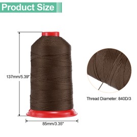 QUARKZMAN 700 Yards Bonded Nylon Sewing Thread Size 840D/3 Sewing-Heavy Duty Upholstery Wire Outdoor for Leather Jeans and Weaving Craft Machine DIY Brown