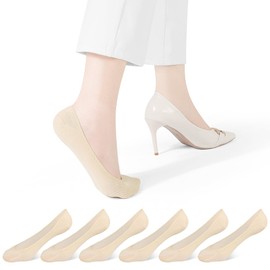 CLOSEMATE Womens No Show Socks Non Slip Thin Low Cut Invisible Socks for Loafer Flat Boat Line 6 Pairs(6 Nude, Women S Size : 5-7.5)