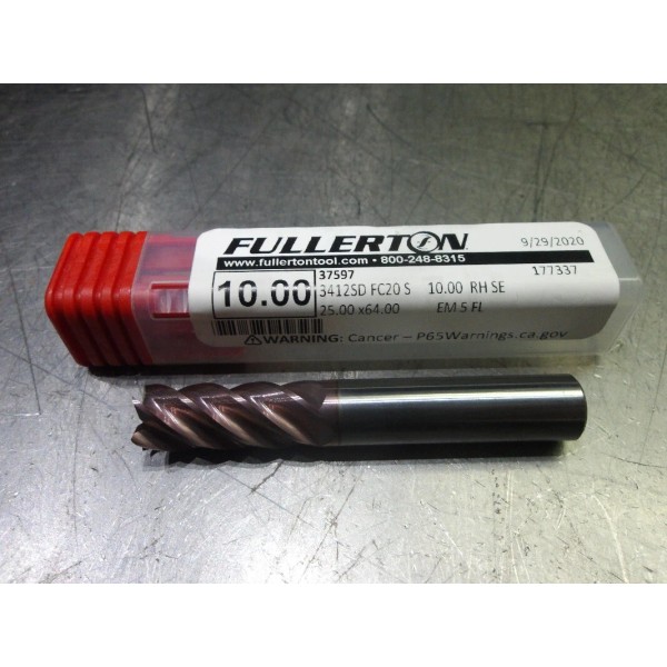 Fullerton 10mm 5 Flute Carbide SQ Endmill 10mm Shank 37597