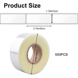 URROMA Label Protector Clear Labels, 1 Roll Total 500 Pcs Clear Label Cover Stickers Clear Wafer Package Seals Rectangle Vinyl Label Protectors for Library Books Mailing, Transparent