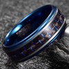 CHALAIR Blue Carbon Fiber Ring 8mm Black Tungsten Wedding Bands