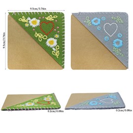 2Pcs Hand Embroidered Corner Bookmark, AIFUDA Felt Triangle Bookmarks, Felt Heart & Flower Book Marks for Reading Women Bookmarks Accessories for Book Lovers