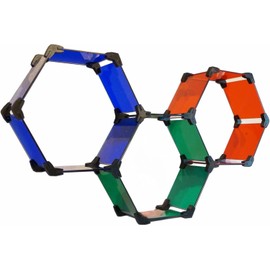 HexaFlex Modular Plexiglass Hexagon Shelving System, Expandable & Customisable, Wall Shelf for Books & Decoration, Set for 3 Honeycombs, Choice of Colours: Red, Green, Blue, Transparent (Red)