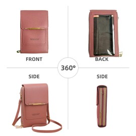 Small Crossbody Bags, Mini Cell Phone Purse for Women, Trendy Shoulder Wallet, Touch Screen Bag with Credit Card Slots, Pink-01