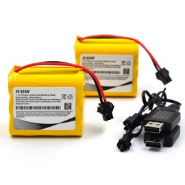 elxjarcell (2-Pack) 7.2V 1000mAh Ni-CD AA Battery Pack with SM-2P Plug and USB Charger, Compatible with Toy Tanks, RC Excavators, Semi-Trailer Trucks, and Remote Control Cars