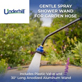 Underhill Proline Gentle Spray Shower Head Nozzle Wand, Garden Water Hose Sprayer for Watering Plants and Flowers, 30-Inch, Includes 3 Stainless Steel Outlet Plates (450, 750 and 1000 Holes)