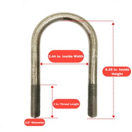 Trailer Axle 2 3/8" Round 6 1/4" Long U-Bolt Kit