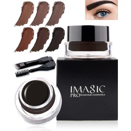 Eyebrow Pomade Waterproof, Brow Gel Cream with brush, High-pigmented 24 Hour Wear, Smudge Proof and Sweat Resistant Formula, Super Creamy Brow Pomade Filling & Shaping Tinted Eyebrows - Ebony