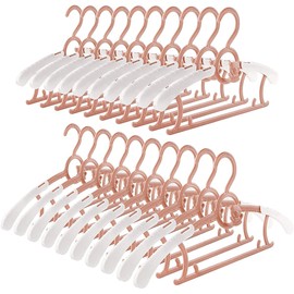 Spesh 20 pcs Baby Hangers for Clothes Extendable Kids Hangers (28-36cm) Childrens Coat hangers with Stackable Hooks for Babies,Toddlers and Teenagers(Pink)