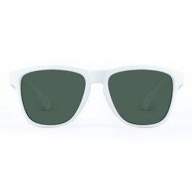 Vintage Sunglasses for Men & Women, Retro Eyewear with Non-slip Flexible Frame, Non Polarized Sunglasses for Driving UV Protection (Matte White/Dark Green Non-Polarized)