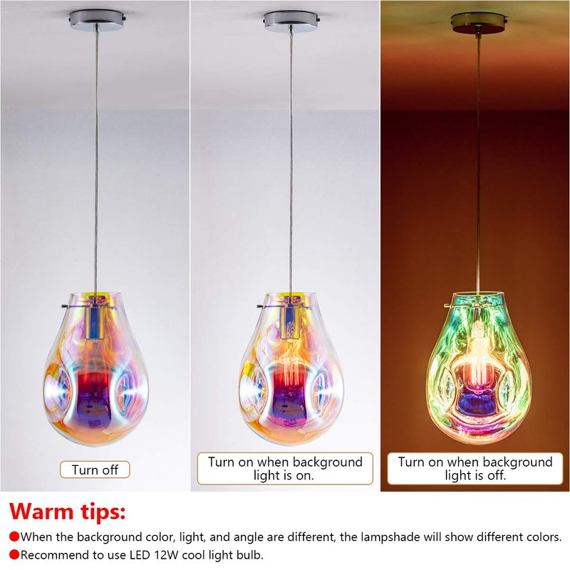 BEWAMF Modern Glass Island Pendant Light Lava Irregular Shape Chic