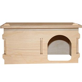 Goldhamster House Dream Villa - Multi-Chamber House Made of Wood with Removable Roof, Two Chambers and Large Entrance